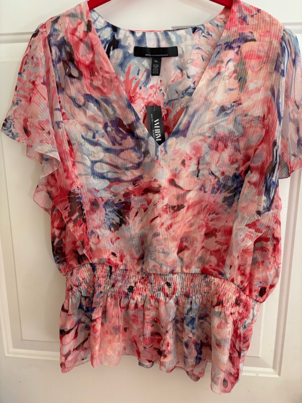 White House Black Market Multicolor Floral V-Neck Blouse